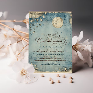 Over het Baby shower Moon Blue Boy Kaart