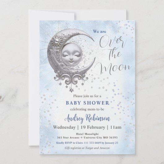 Over het Baby shower Moon Blue Boy Kaart (Voorkant)