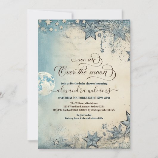Over het Baby shower Moon Blue Boy Kaart (Voorkant)