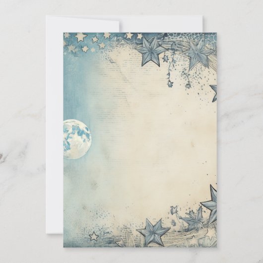 Over het Baby shower Moon Blue Boy Kaart (Achterkant)