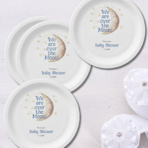 Over het Baby shower Moon Blue Boy Papieren Bordje