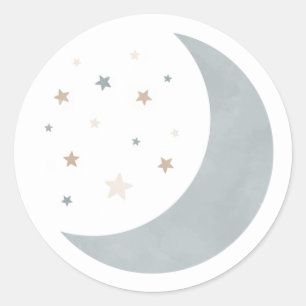 Over het Baby shower Moon Blue Boy Ronde Sticker
