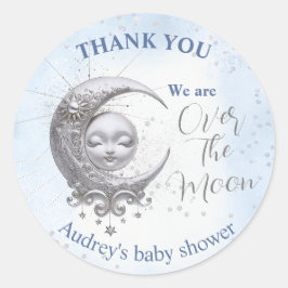Over het Baby shower Moon Blue Boy Ronde Sticker