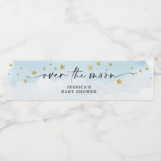 Over het Baby shower Moon Blue Boy Waterfles Etiket (Enkel label)