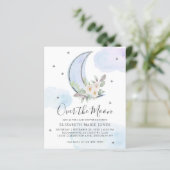 Over het Baby shower Moon Blue Silver Floral Boy (Staand voorkant)