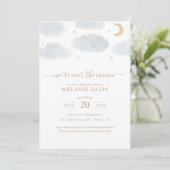 Over het Baby shower Moon Blue Waterverf Kaart (Staand voorkant)