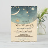 Over het Baby shower Moon Blue Waterverf Kaart (Staand voorkant)