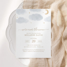 Over het Baby shower Moon Blue Waterverf Kaart