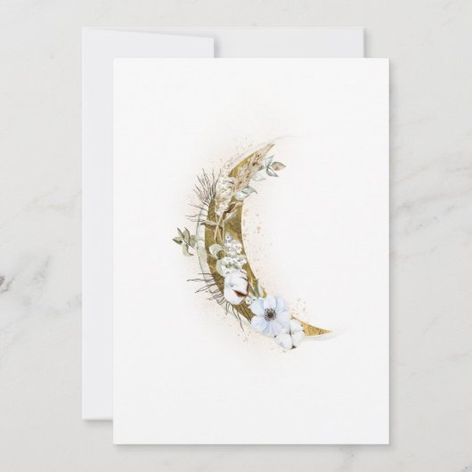 Over het Baby shower Moon Boho Gold Dust & Clouds Kaart (Achterkant)