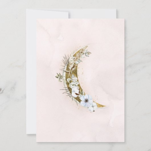 Over het Baby shower Moon Boho Gold Dust & Clouds Kaart (Achterkant)