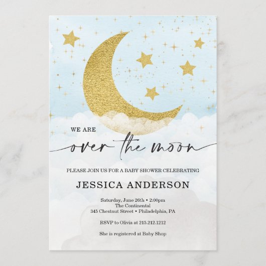 Over het Baby shower Moon Boy Blue Programmakaart (Voorkant)