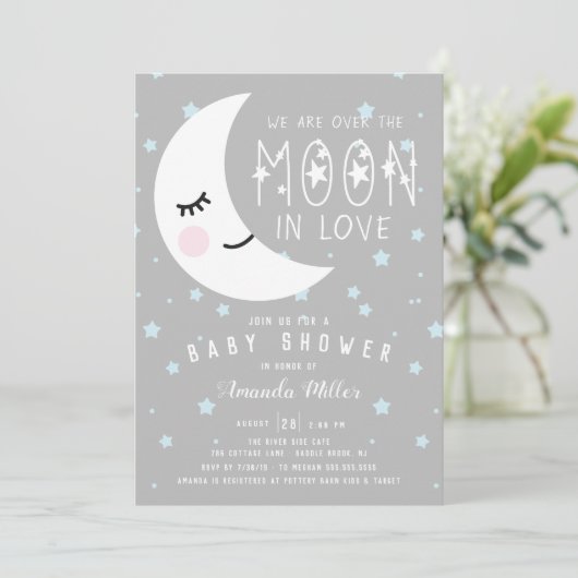 Over het Baby shower Moon Boy Kaart (Staand voorkant)