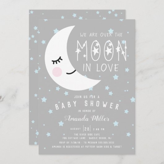 Over het Baby shower Moon Boy Kaart (Voorkant / Achterkant)