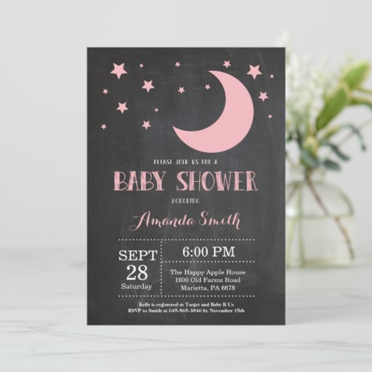 Over het Baby shower Moon Girl Kaart (Staand voorkant)