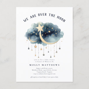 Over het Baby shower Moon Gold Stars Briefkaart