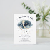 Over het Baby shower Moon Gold Stars Briefkaart (Staand voorkant)