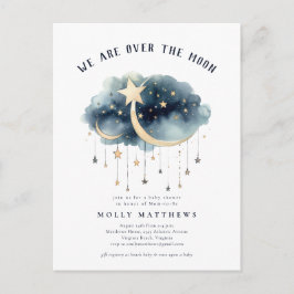 Over het Baby shower Moon Gold Stars Briefkaart