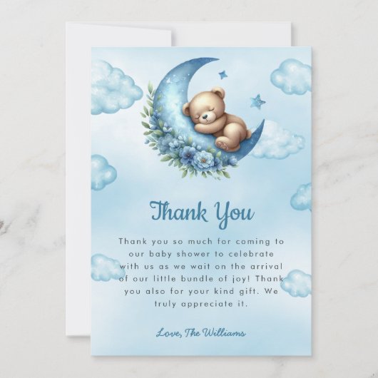 Over het Baby shower Moon Hartelijk dank Bedankkaart (Voorkant)