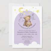 Over het Baby shower Moon Lavender Teddy Bear Kaart (Voorkant)