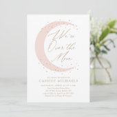Over het Baby shower Moon Pink Girl Kaart (Staand voorkant)