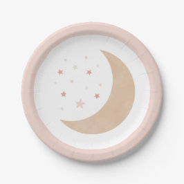 Over het Baby shower Moon Pink Girl Papieren Bordje