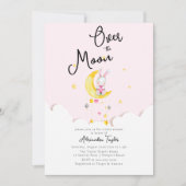 Over het Baby shower Moon Rabbit Pink Heart Girl Kaart (Voorkant)