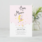 Over het Baby shower Moon Rabbit Pink Heart Girl Kaart (Staand voorkant)