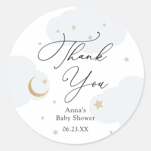 Over het Baby shower Moon Ronde Sticker (Voorkant)