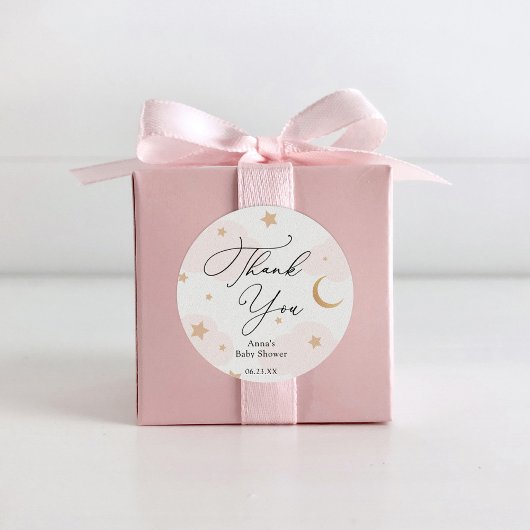 Over het Baby shower Moon Ronde Sticker