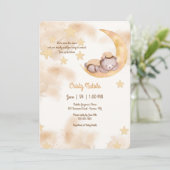 Over het Baby shower Moon Sleepy Teddy Bear Kaart (Staand voorkant)