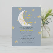Over het Baby shower Moon & Stars Boy Folie Uitnodiging (Staand Voorkant)