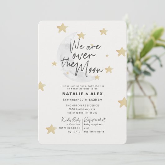 Over het Baby shower Moon & Stars Boy Kaart (Staand voorkant)