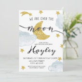 Over het Baby shower Moon Steel Blue Boys Kaart (Staand voorkant)