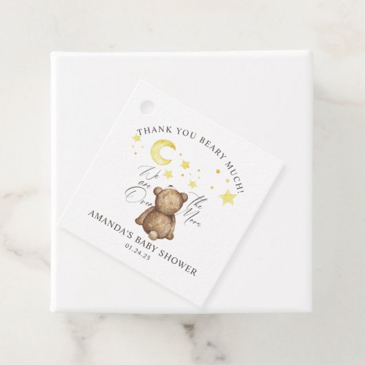 Over het Baby shower Moon Teddy Bear Bedankjes Labels (In situ)