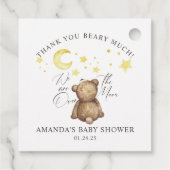 Over het Baby shower Moon Teddy Bear Bedankjes Labels (Achterkant)