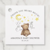 Over het Baby shower Moon Teddy Bear Bedankjes Labels (Voorkant)
