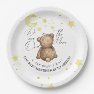 Over het Baby shower Moon Teddy Bear Papieren Bordje