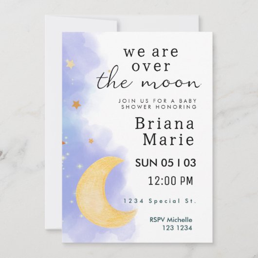 Over het Baby shower Moon Uitnodigen Kaart (Voorkant)