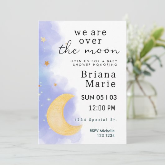 Over het Baby shower Moon Uitnodigen Kaart (Staand voorkant)