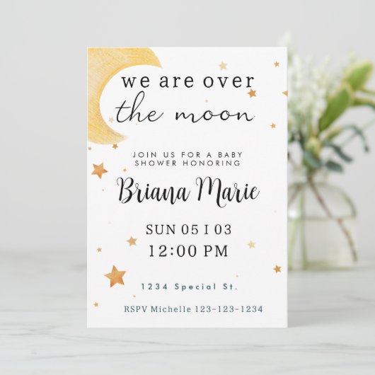 Over het Baby shower Moon Uitnodigen Kaart (Staand voorkant)