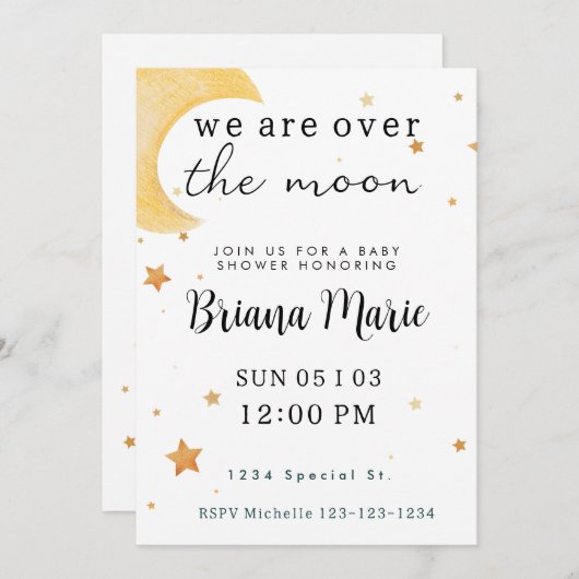 Over het Baby shower Moon Uitnodigen Kaart (Voorkant / Achterkant)