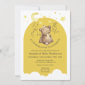 Over het Baby shower Moon Yellow Girl Teddy Bear Kaart (Voorkant)