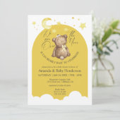Over het Baby shower Moon Yellow Girl Teddy Bear Kaart (Staand voorkant)