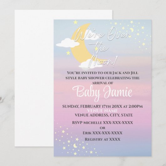 Over het Baby shower Roze Paarse meisjes Kaart (Voorkant / Achterkant)