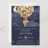 Over het Baby shower van de luchtballon Moon Teddy Kaart (Voorkant)