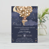 Over het Baby shower van de luchtballon Moon Teddy Kaart (Staand voorkant)