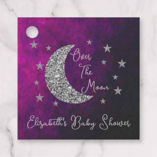 Over het Baby shower van de maan Bedankjes Labels (Voorkant)