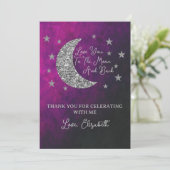 Over het Baby shower van de maan Bedankkaart (Staand voorkant)