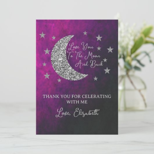 Over het Baby shower van de maan Bedankkaart (Staand voorkant)