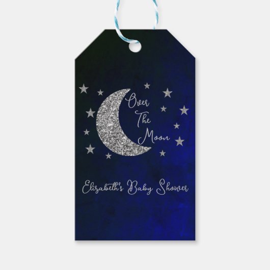 Over het Baby shower van de maan Cadeaulabel (Voorkant)